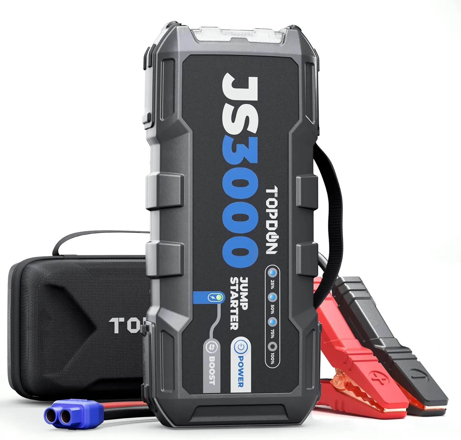 TOPDON JS3000 12V 3000A Battery Booster   Automotive  Jump Starter Pack for Up to 9L Gas/ 7L Diesel Engines Car Tool Kit  Truck Vehicle Blue Car Power Bank Jumper