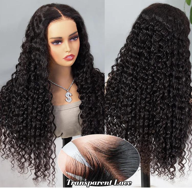 Idoli 32 Inch Deep Wave Lace Front Wigs Human Hair 13x6 HD Lace Front Wigs Natural Black 200% Density