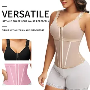 Women's Zipper Faja Waist Trainer Vest with Adjustable Straps Double Control Snatched Shapewear Top for Hourglass Figure