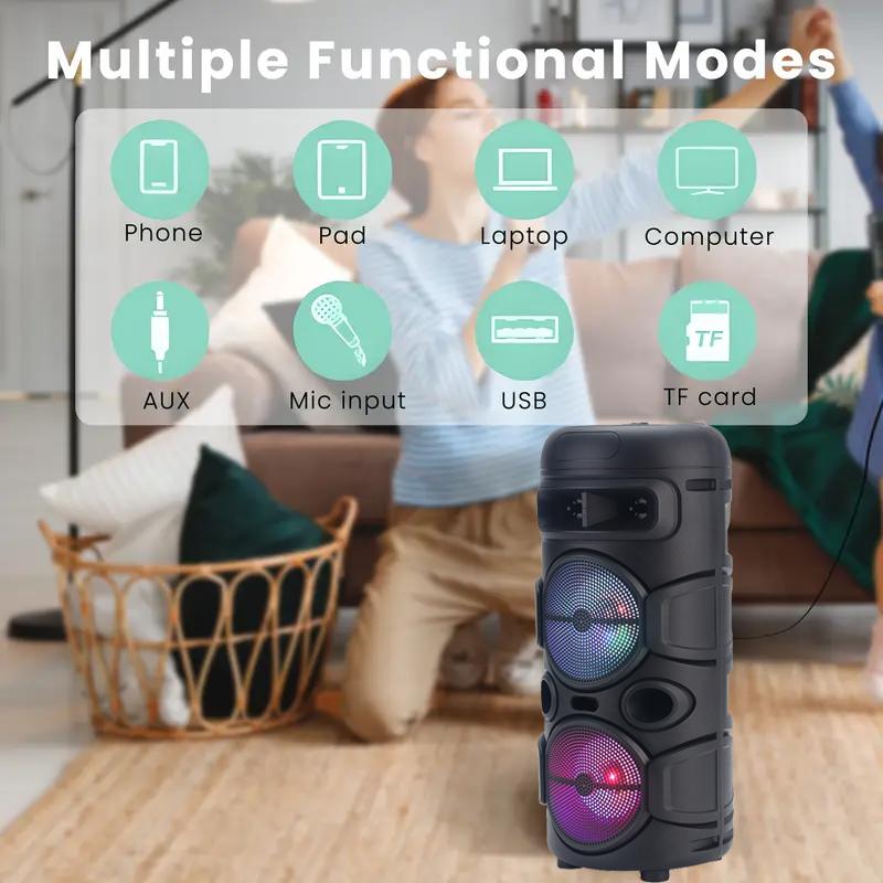 Professional Large Bluetooth Speaker with Microphone, Portable Design with Subwoofer Party Box for JBL, with LED Light, Compatible with BT/USB/TF/AUX/FM/TWS/MIC/EQ Functions, Professional Karaoke. Ideal Gift for Birthdays, Christmas, New Year.