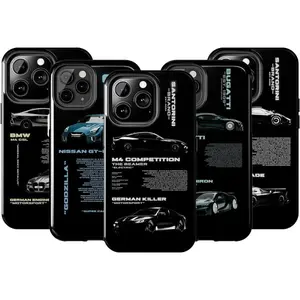 Sport Car Illustration Phone Case for iPhone – Sleek Black Auto Design Cover – Gift for Him, Gearheads, Streetwear & Racing Fans