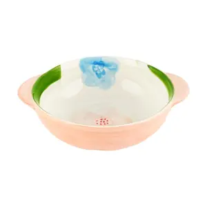 Golden Lion Monet Garden 6.25" Double Ear Bowl - Ceramic Serving Dish for Snacks, Dips, and Desserts - 350ml