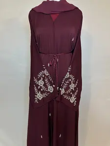 Burgundy Abaya Set
