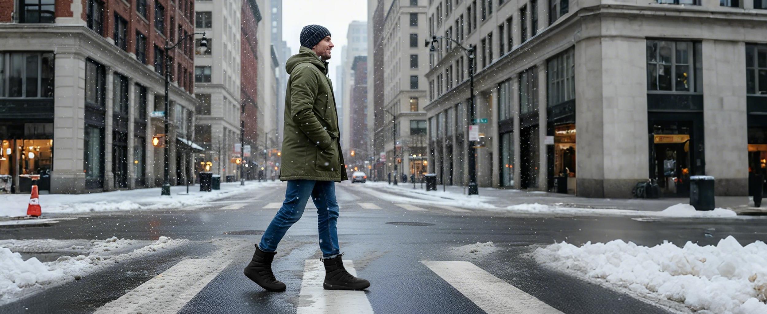 Airhas Men's Winter Barefoot Boots Barefoot Snow Boots with Wide Toe Box Zero Drop Sole Warm Water Repellent Minimalist Sneakers