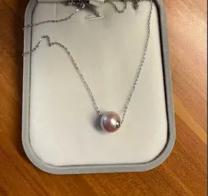 Lulutong Freshwater pearl  pendant necklace Purple pink color