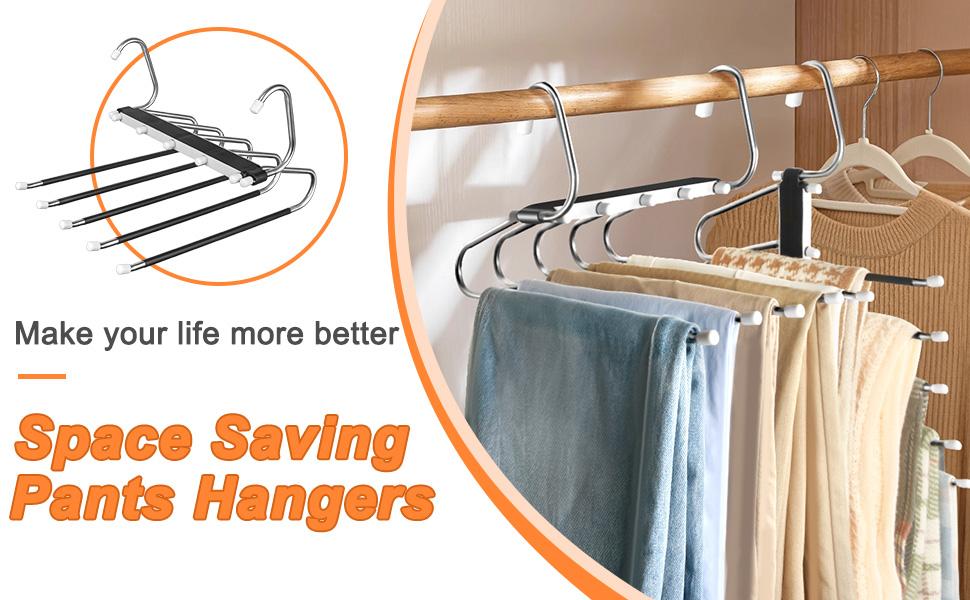 Folding trouser hanger, space-saving, 5-layer design, non-slip hanger, suitable for wardrobe organization and home storage. Folding trouser hanger, space-saving, 5-layer design, non-slip hanger, suitable for wardrobe organization and home storage.