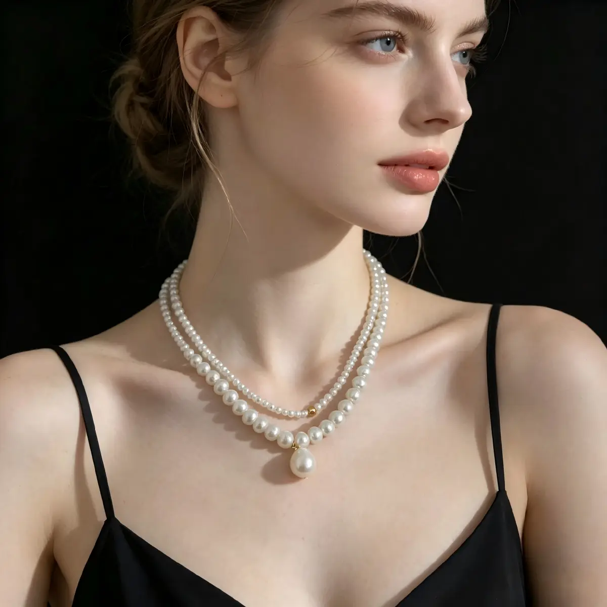 Women's Viral Double-Layer Faux Pearl Choker Necklace - ABS Imitation Pearl Alloy Clavicle Chain Jewelry Necklaces, Elegant Costume Gift for Wedding, Daily Wear