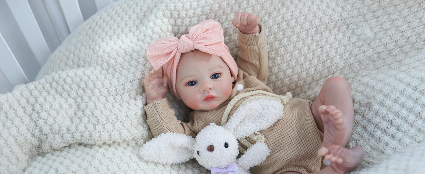 [WOOROY] Realistic Reborn Baby Doll - 18 In Lifelike Newborn Baby Girl, Real Life Baby Dolls with Soft Weighted Cloth Body, Birthday & Christmas Gift Set for Kids Age 3+
