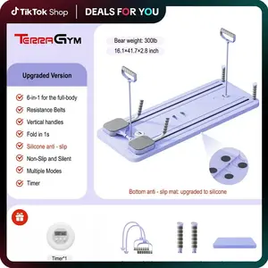 Terragym Pilates Board,Multi-Functional Ab Exercise Board,Foldablehome Pilates Reformer with Knee Mat ,Timer Andresistance Bands,Abs Workout Equipment Forabdominal & Core Strength Training