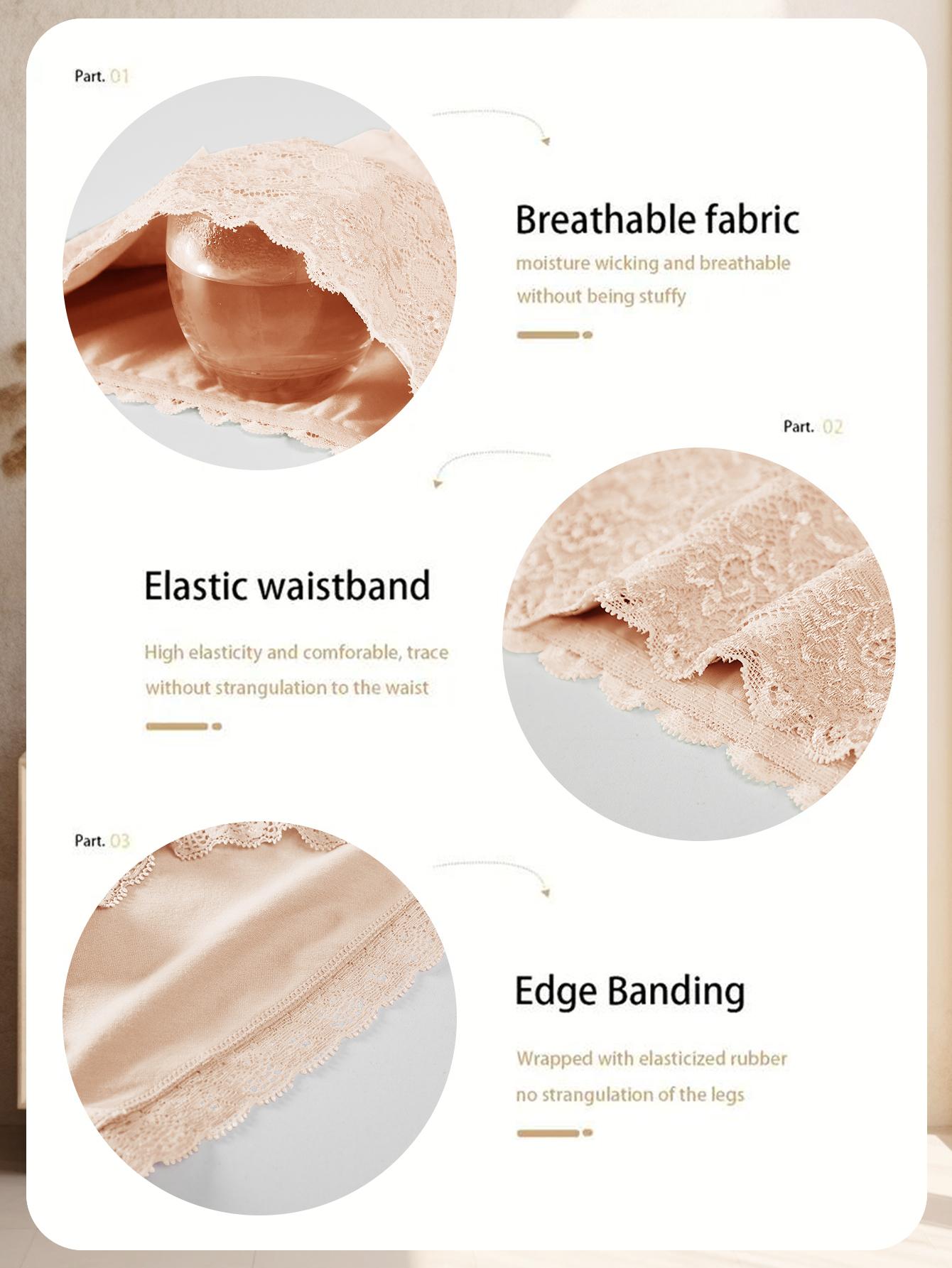 QUASTI 6 Piece Women's High waist Briefs, Lace Style Cotton Comfortable & Breathable Underwear, Hip Lifting  Fashionable Design, Suitable For Women's Daily Life