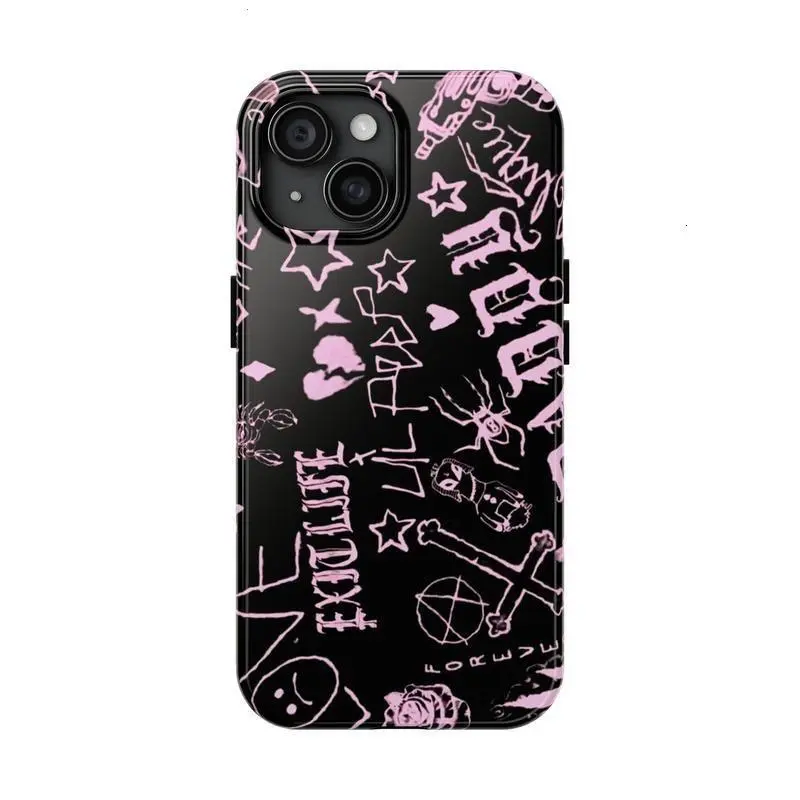 Custom Dark Aesthetic Lil Peep Inspired Grunge Streetwear Graphic Art Smartphone Case - Shockproof Glossy Polycarbonate Shell, Tough Lightweight Rubber Liner, Casing Cover for iPhone 11-17 Pro Max Plus