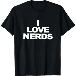 A Women'S Spring/Summer New Arrival "I LOVE NERDS" Letter Print Short-Sleeved T-Shirt American Retro Slim Short Top Funny Versatile Base Shirt Niche Design Street Eye-Catching Item Age-Reducing Daily Fashion