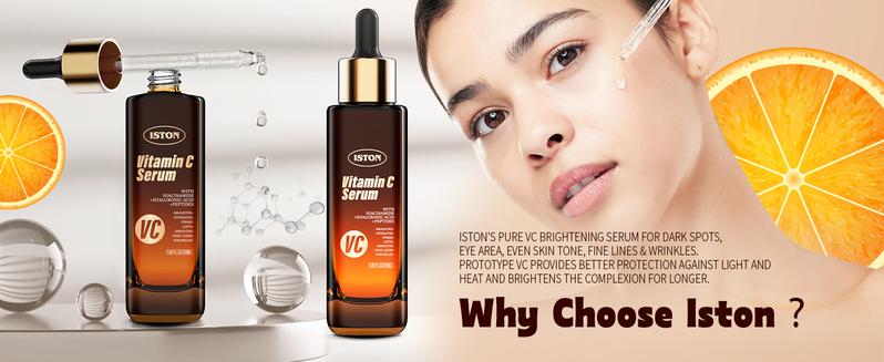 ISTON Ultra-Moisturizing Vitamin C Facial Serum 50 ml with Hyaluronic Acid, Niacinamide and Peptides Pure Vitamin C Facial Serum for the face, anti-aging, lightens dark spots, evens skin tone and eliminates fine lines and wrinkles.
