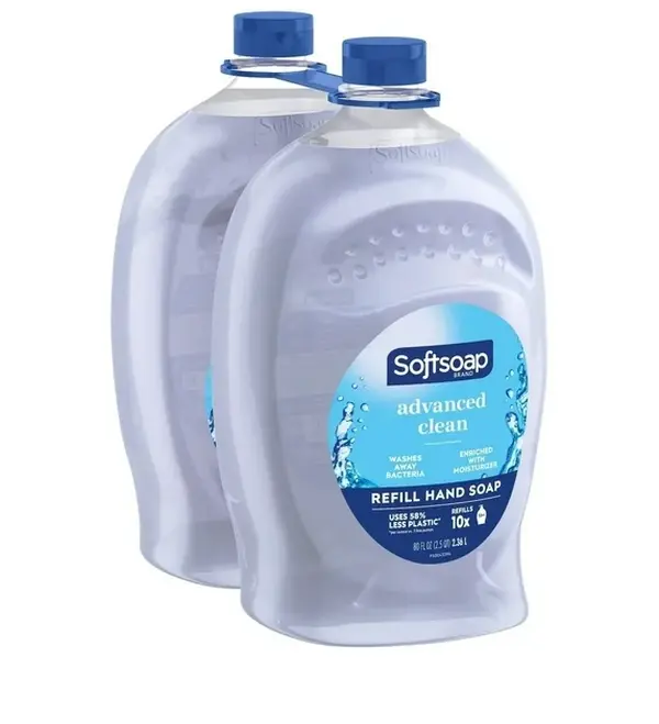 Softsoap Advanced Clean Liquid Hand Soap Refill - 80 fl. oz. Multi-Pack for Extended Hygiene, Compatible with Dispenser Bottles (Clean, Liquid-Based, Packaged Hand Wash), Clean Hand Wash