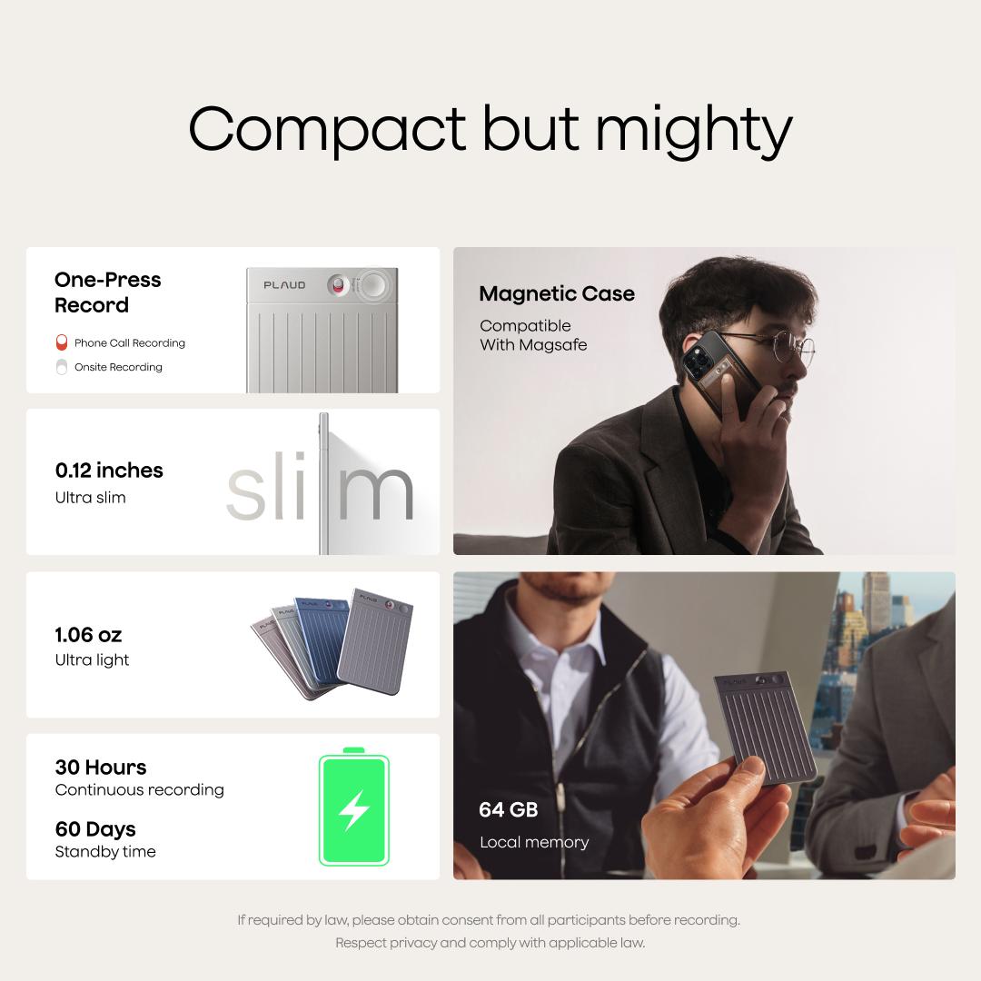 Plaud Note Voice Recorder, Notetaker, Transcribe & Summarize, Support 112 Languages, Audio Recorder for Lectures, Meetings Black