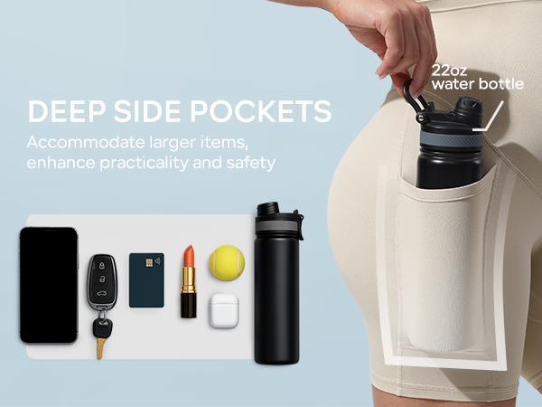 POSHDIVAH Women's Creamluxe Maternity Biker Shorts Over The Belly with Pockets - 6"/8" Summer Pregnancy Yoga Workout Short