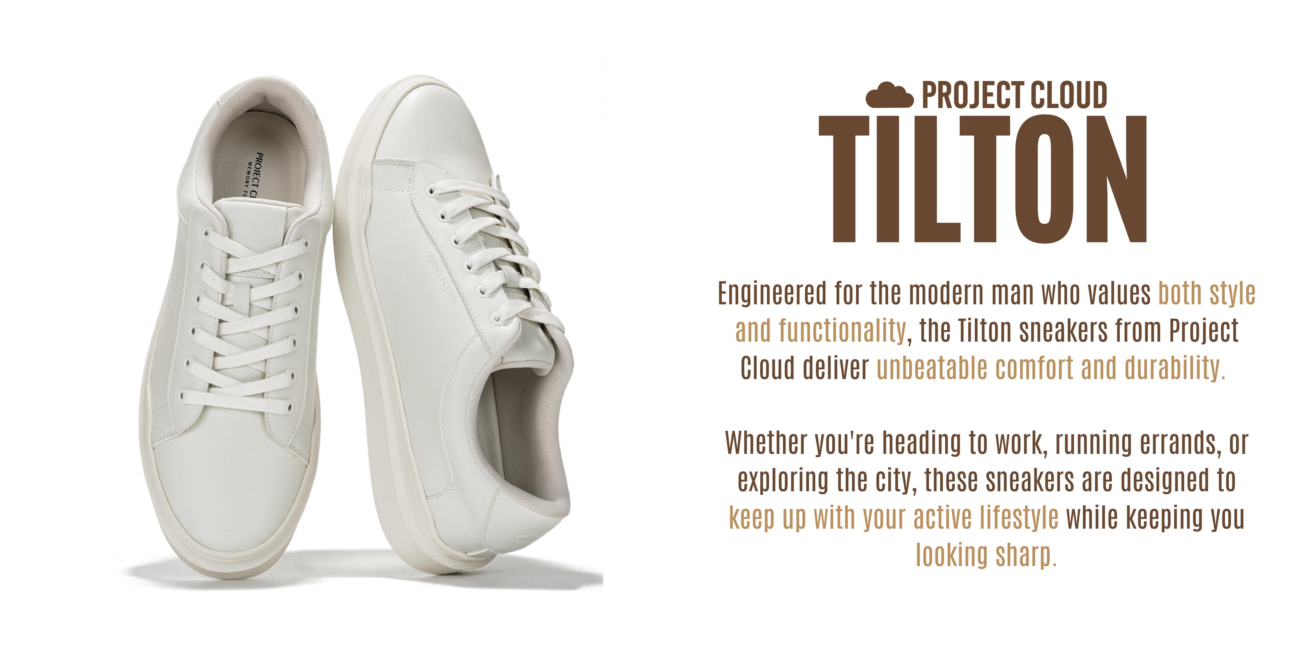 Project Cloud Men's Vegan Leather Sneakers - Memory Foam Technology | Lightweight | Anti-Slip Closed Sports Shoes - Tilton