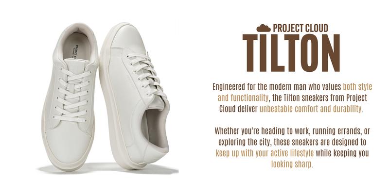 Project Cloud Men's Vegan Leather Sneakers - Memory Foam Technology | Lightweight | Anti-Slip Closed Sports Shoes - Tilton