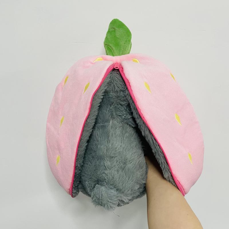 Baby Strawberry Donkey Plush Toy Stuffed Creative Into Fruit Transform Breathing Donkey Sleeping Doll 30cm for Kid Birthday Gift