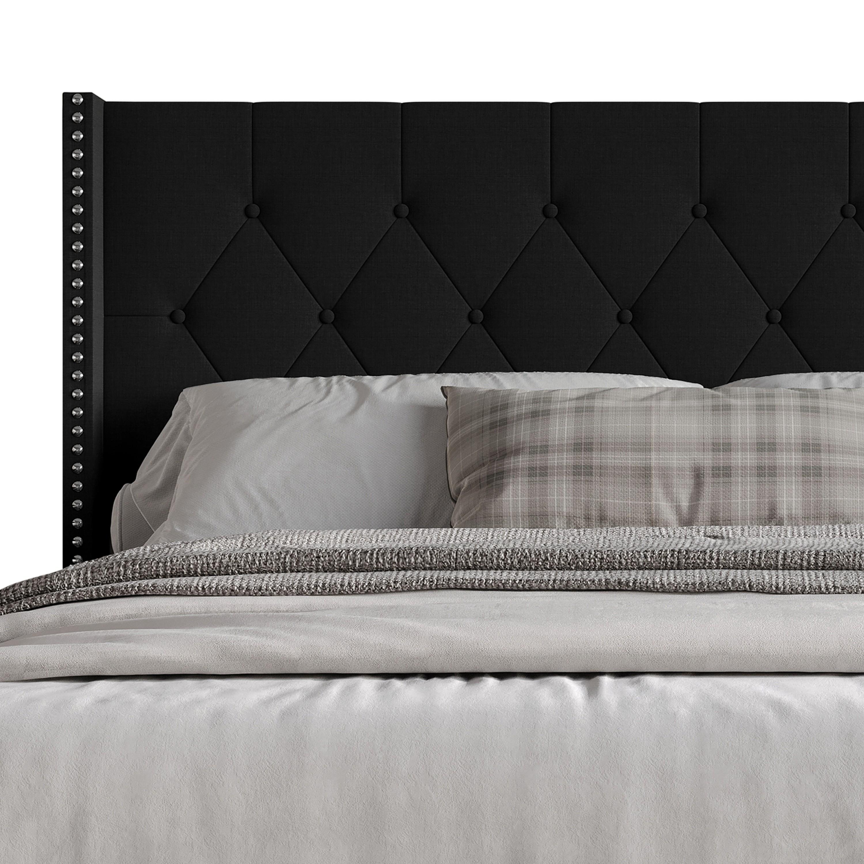 Favorer Cicero Tufted Upholstered Wingback Panel Bed, Box Spring Require, Comfortable and Stylish Design King Size Four Sturdy Legs