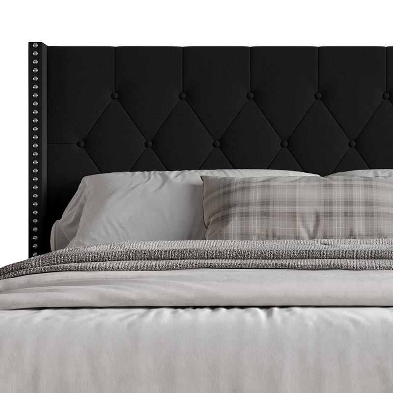 Favorer Cicero Tufted Upholstered Wingback Panel Bed, Box Spring Require, Comfortable and Stylish Design King Size Four Sturdy Legs