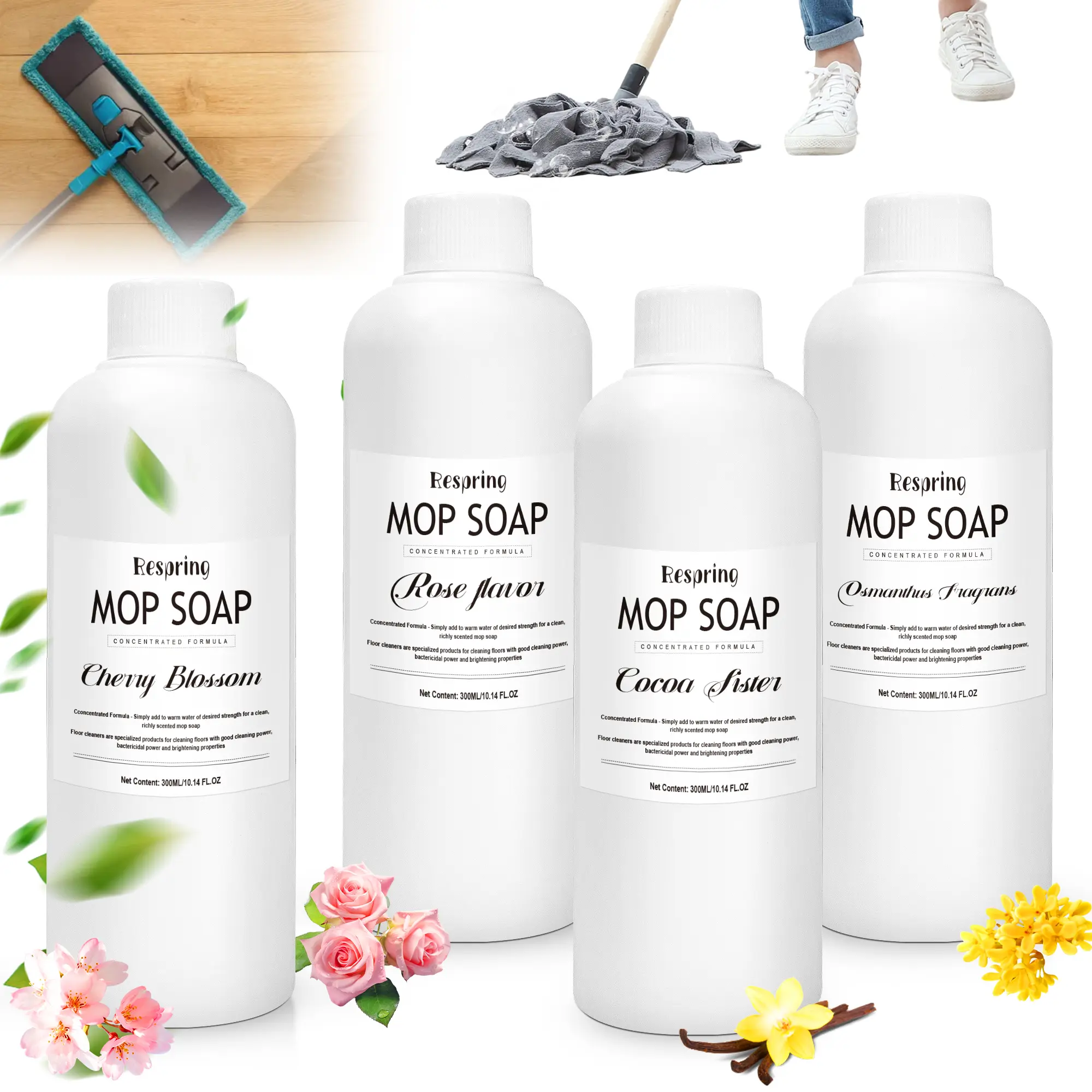 Concentrated Floor Cleaner Soap (10oz/300ml) - Eco-Friendly Home Care All-Purpose Cleaner, Fragranced Quick-Dry Brightening Super Concentrated Wash Cleaning Solution for Living Rooms