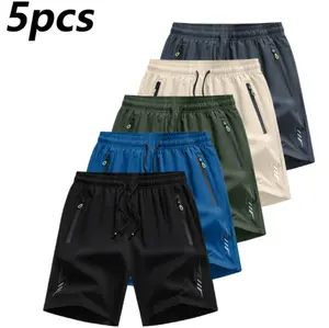 5 Pack Youth Summer Sports Shorts for Teen Boys with Zipper Pockets, Loose & Stylish Daily Shorts