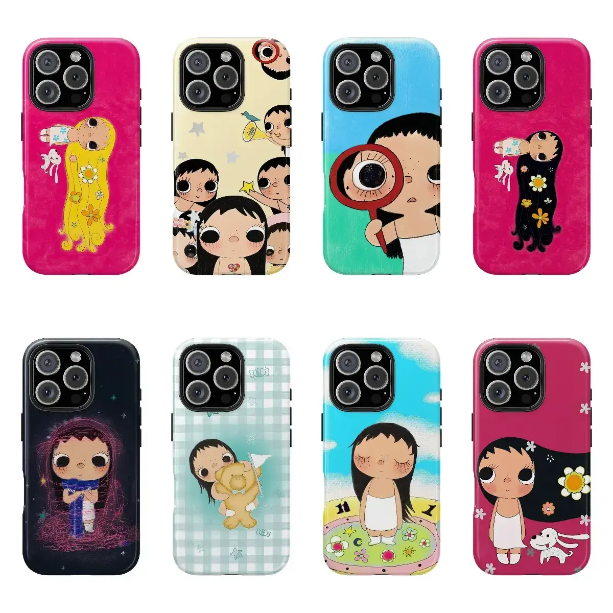 JIACC 12 Styles Dreamy yuyy INS Glittering Big Eyes Comic Girl Pattern Phone Case Style 5-8 For iPhone 17 ProMax Plus Air 16 15 14 13 12 11 X XR & SamsungS25 S24 S23 S22 Ultra, Best Gift