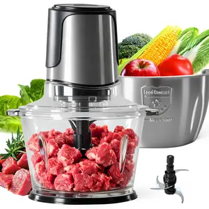 Electric Food Processor, 450W Meat Grinder & Vegetable Chopper with 2 Bowels for Home Use, Food Chopper with Double S-Blades for Vegetable, Onion, Garlic, Meat, Nuts