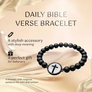 Grace&Glory Daily Bible Verse Bracelet with NFC for Women, Men and Teens, Christian Beaded Scripture Bracelet, Wearable Jesus Faith Gift, Inspirational Religious Jewelry, Faith Wear Jewelry &  Elegant Minimalist Bangle
