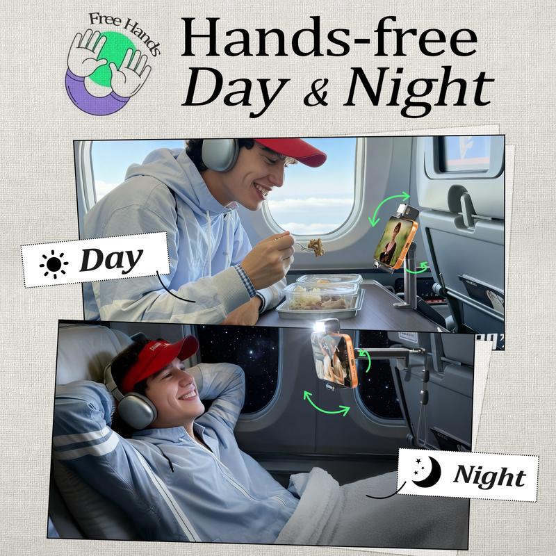 LISEN Airplane Phone Holder (LED) Travel Funny Gifts for Mens Stocking Stuffers White Elephant Gifts Who Have Everything Cool Gadgets Travel Essentials Accessories Selfie Photography Happy New Year