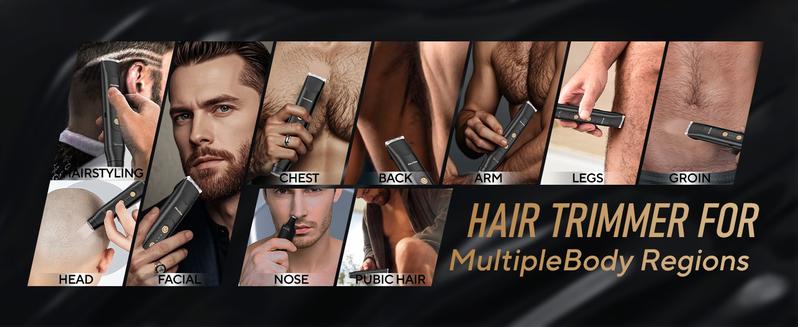 Akunbem Electric Groin Hair Trimmer for Men,Nose Hair Trimmer, Dual Heads Waterproof Ball Pubic Shaver for Male and Female, Replaceable Ceramic Blade Heads，Wet/Dry Body Razor, Christmas and Halloween & Husband Gift for Birthday