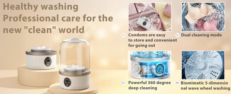 Portable Washing Machine with Large Capacity & Multiple Wash Modes – Ideal for Lingerie, Socks, Delicates | Great for Travel, Hotels & Small Spaces