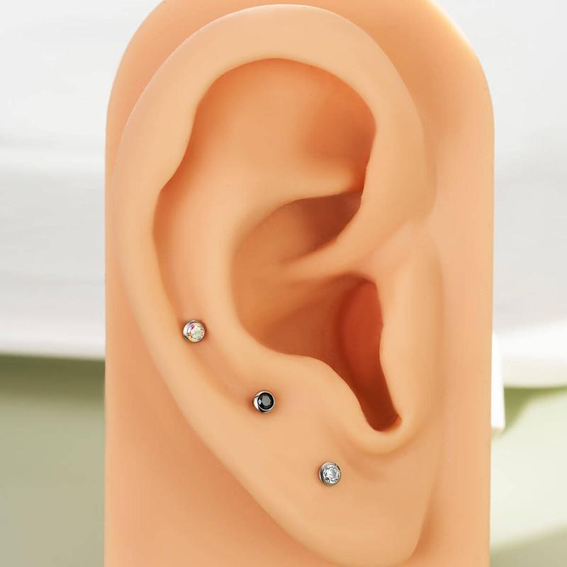 Oufer 20G Titanium Threadless Push Pin Flat Back Nostril Nose Ear Helix Lobe Piercing Ring Bar Length 7mm In Heart Star Style Oufer 20G Titanium Threadless Push Pin Flat Back Nostril Nose Ear Helix Lobe Piercing Ring Bar Length 7mm In Heart Star Style