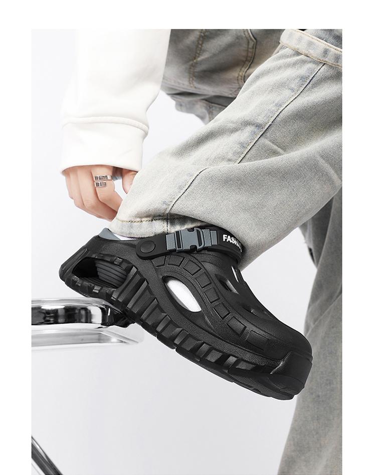 Men's Summer Slippers Outdoor Teenagers Thick Sole Height Increasing Driving Dual Use Closed Toe Cool Hollow Shoes