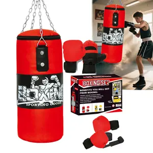 24'' Punching Bag Kit for Adults,Men,Women,Kids, Hanging Punching Bag with Boxing Gloves, Chains, Wristband, Heavy Boxing Bag for Training, Karate, Kickboxing, Muay Thai -Unfilled