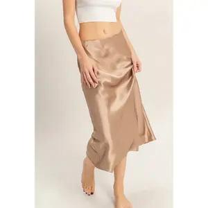Dark Taupe Satin Skirt