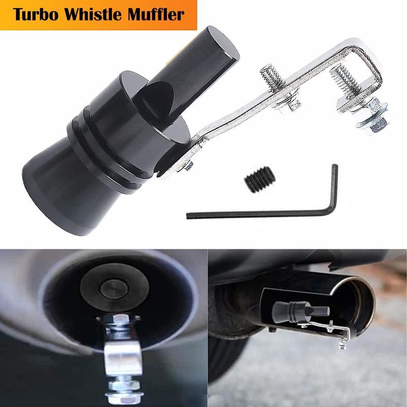 2PCS Car Turbo Whistle XL Size Aluminum Alloy Universal Sound Exhaust Muffler Pipe Whistle for Car Roar Make Black