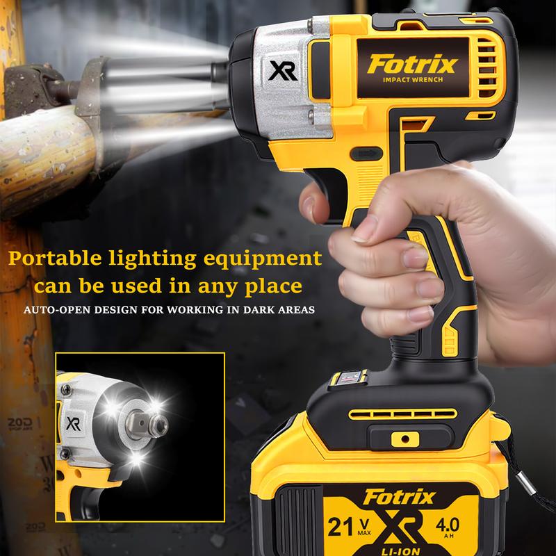 Fotrix Brushless Impact Wrench Bare Tool 21V Lithium-Ion Battery Compatible High-Torque 520N·m Motor 2800RPM Impact Mechanism Ergonomic Handle LED Light ryobi tools bit storage french cleat impact wrench power tools Cordless