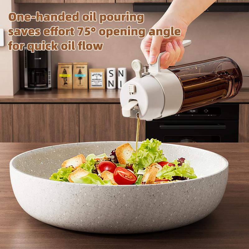 Premium 2 in 1 Oil Sprayer for Cooking 18.6oz/550ml Light-Blocking Dark Olive Oil Dispenser Bottle Food-Grade Mister for Air Fryer BBQ