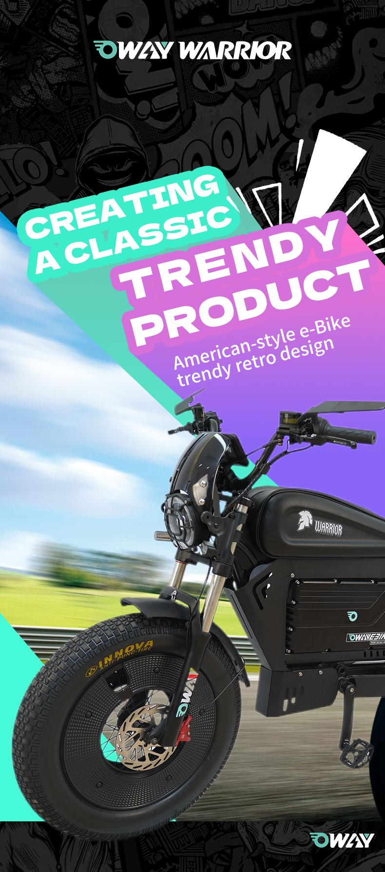 OWAY Black Warrior electric bicycle sk-1 ultra 3000W 60v 50ah High Speed Long Range 62mile high fatebike