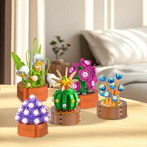 15 Pack Valentines Flowers Plants Mini Building Set - 1314PCS 3.6MM Flower Succulents Botanical Collection Block Toy for Home Office Décor, Birthday Gifts for Adults Women Boys Girls 10+