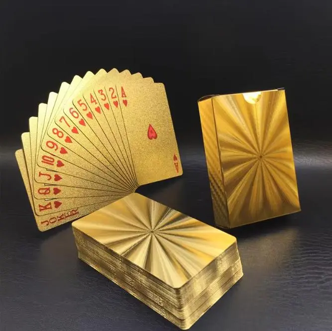 2-Pack Premium Waterproof Plastic PET Poker Cards - Perfect For Family Game Nights & Parties (Black & Golden）Christmas Gift Christmas