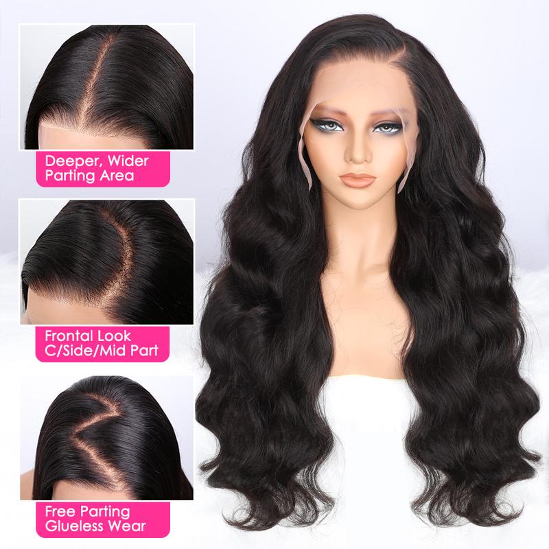 Cynosure Body Wave 13x6 Lace Front Wig Human Hair Pre Plucked Pre Bleached HD Lace Frontal Glueless Drawstring Wigs Pre Everything Wigs for Women