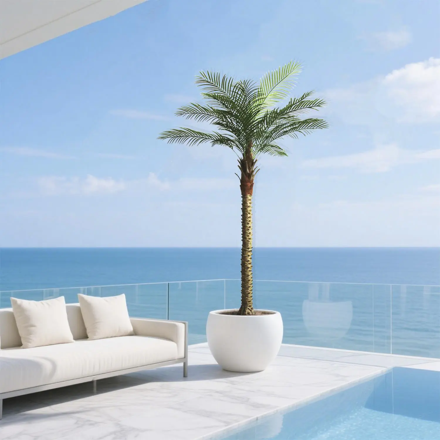 Set of 2 Decorative Artificial Palm Trees (5ft-9ft), Easy-to-Assemble, Ideal for Indoor & Outdoor Home Decor, Tropical Courtyard & Swimming Pool Layouts, Plants