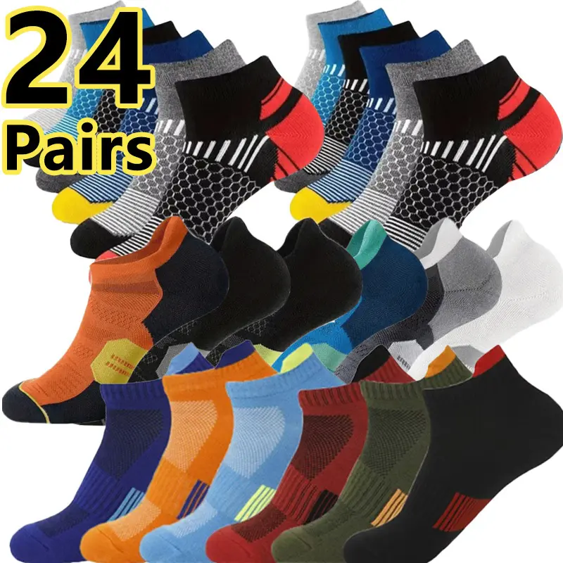Men's & Women's All-Season Sports Socks, 24 Pairs/Pack Low-Cut Snug-Fitting Breathable Comfortable Soft Colorful Socks