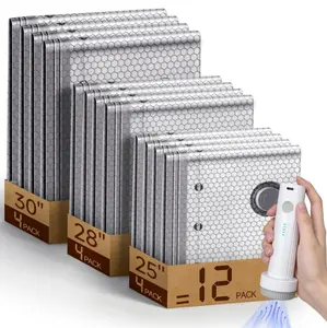 12 Pack Vacuum Storage Bags Set(4S+4M+4L), 80μm Thick Reusable Waterproof Space Saver Compression Bags, Vacuum Seal Storage Bags for Clothing, Luggage, Blankets & Household Seasonal Storage