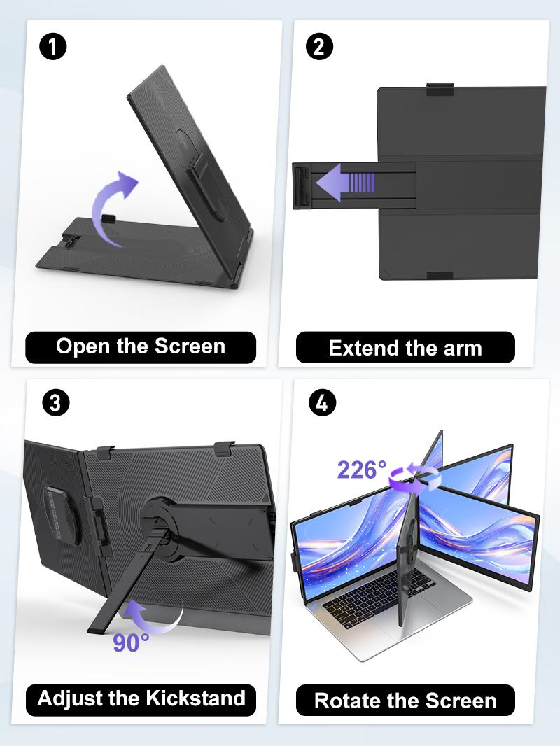 【TikTokShopSpringGlowUp】Cevaton Laptop Screen Extender 1.87lbs Ultra-Portable & Ultra Slim, 14" FHD 1080P Single Portable Monitor for 13.3"-17.3" Laptop, Plug & Play Travel Monitor Extender Compatible with Wins/Mac/Chrome/Android