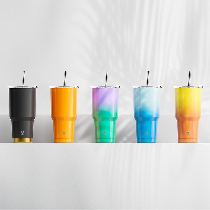 Meoky Double Wall Stainless Steel Iced Coffee Sleeves Reusable Car Cups, One Size Fits All Coffee Sleeves from Starbucks, Dunkin Donuts, McDonalds, One Fits Daily Drinking and Leak Proof