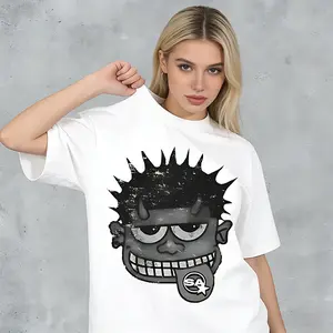 Monster Graphic Cropped T-Shirt for Edgy Streetwear Style, Unisex Cotton Crewneck Top for Daily Outfits and Viral Aesthetic Fashion Looks